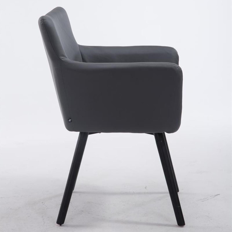 Silla de Confidente NIAGARA, Patas Negras, Piel Blanca