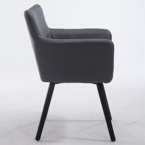 Silla de Confidente NIAGARA, Patas Negras, Piel Blanca