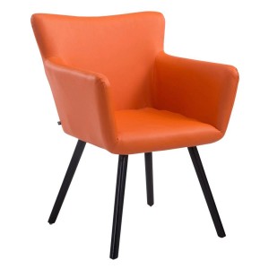 Silla de Confidente NIAGARA, Patas Negras, Piel Blanca
