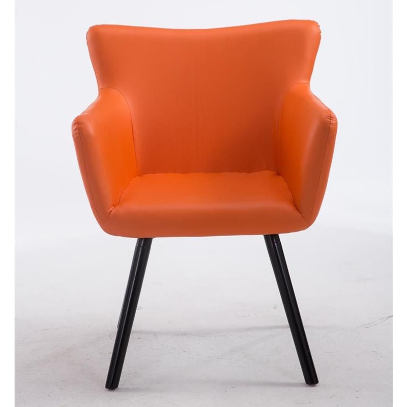 Silla de Confidente NIAGARA, Patas Negras, Piel Blanca