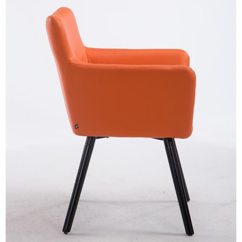 Silla de Confidente NIAGARA, Patas Negras, Piel Blanca