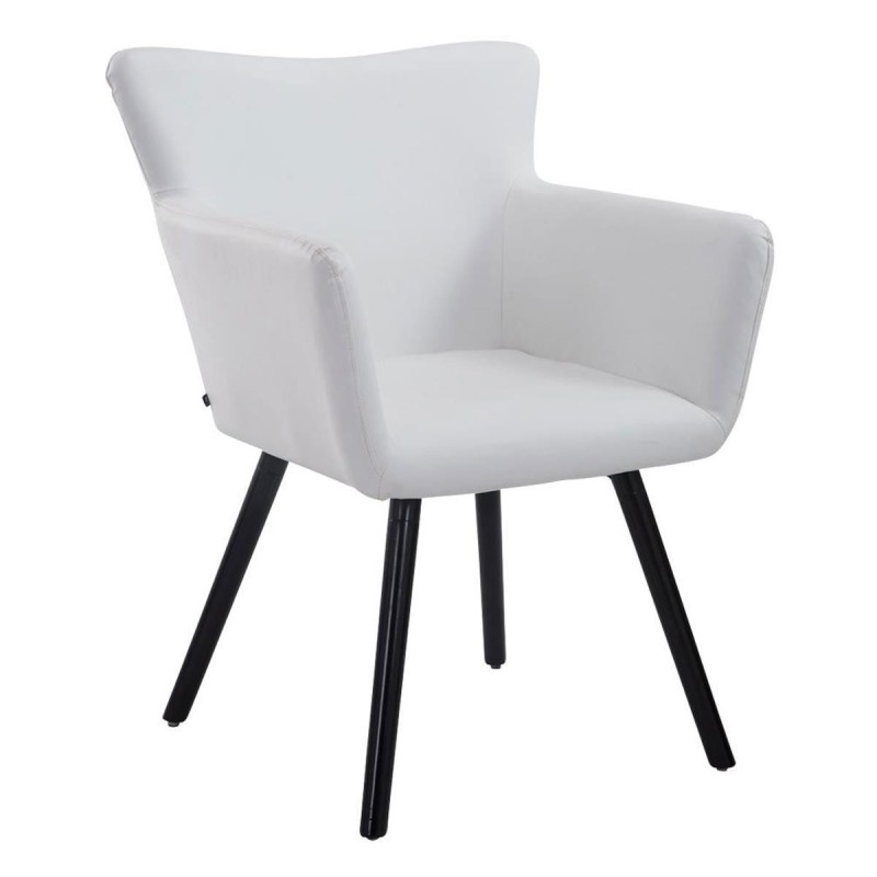 Silla de Confidente NIAGARA, Patas Negras, Piel Blanca