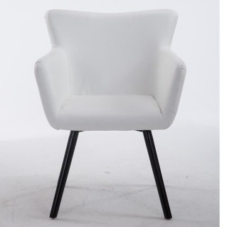 Silla de Confidente NIAGARA, Patas Negras, Piel Blanca 2
