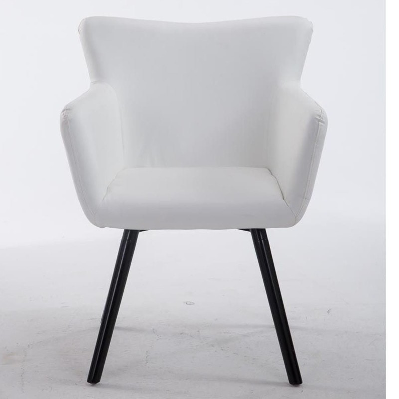 Silla de Confidente NIAGARA, Patas Negras, Piel Blanca