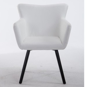 Silla de Confidente NIAGARA, Patas Negras, Piel Blanca