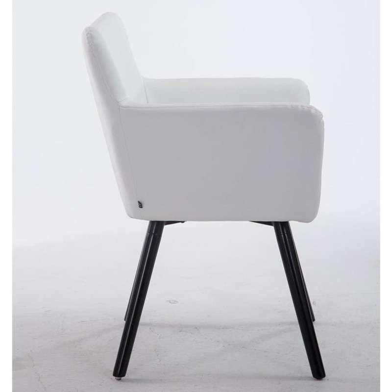 Silla de Confidente NIAGARA, Patas Negras, Piel Blanca