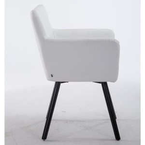 Silla de Confidente NIAGARA, Patas Negras, Piel Blanca