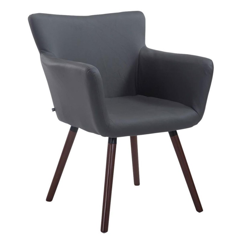 Silla de Confidente NIAGARA, Patas Nogal, Piel Blanca