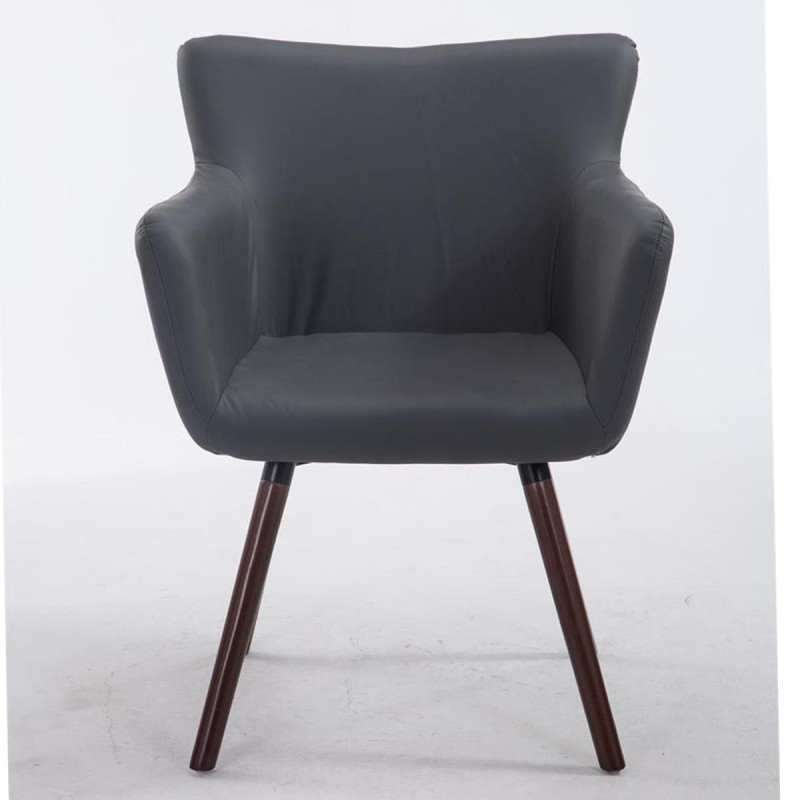 Silla de Confidente NIAGARA, Patas Nogal, Piel Blanca