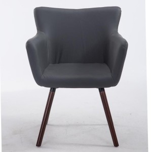 Silla de Confidente NIAGARA, Patas Nogal, Piel Blanca