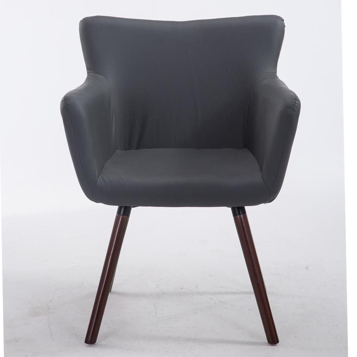Silla de Confidente NIAGARA, Patas Nogal, en Piel color Blanco