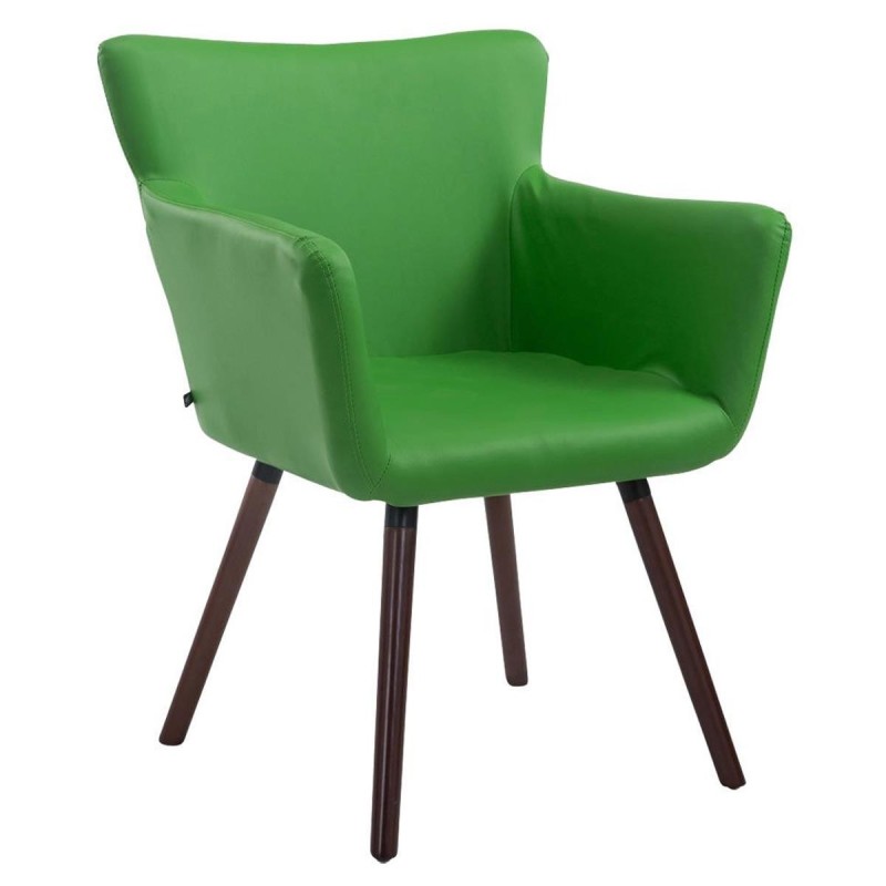 Silla de Confidente NIAGARA, Patas Nogal, Piel Blanca