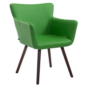 Silla de Confidente NIAGARA, Patas Nogal, Piel Blanca