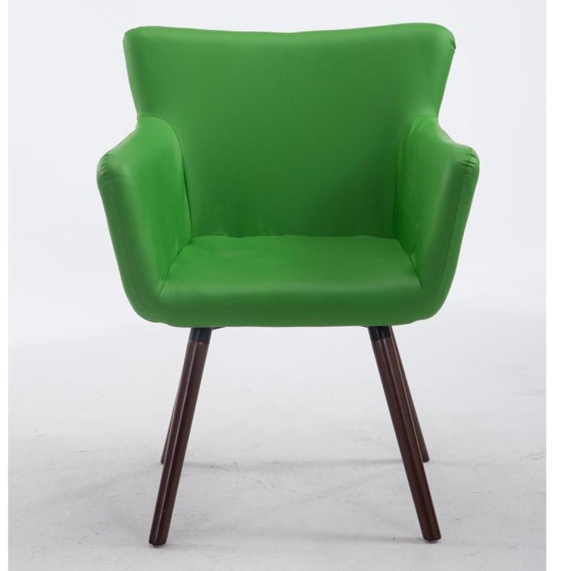 Silla de Confidente NIAGARA, Patas Nogal, Piel Blanca