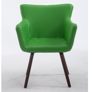 Silla de Confidente NIAGARA, Patas Nogal, Piel Blanca