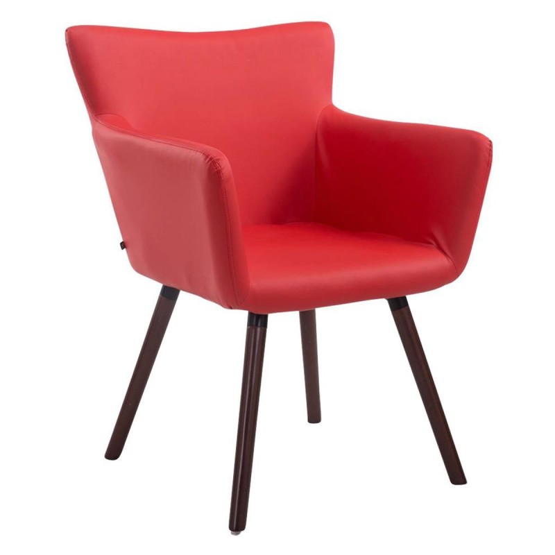 Silla de Confidente NIAGARA, Patas Nogal, Piel Blanca