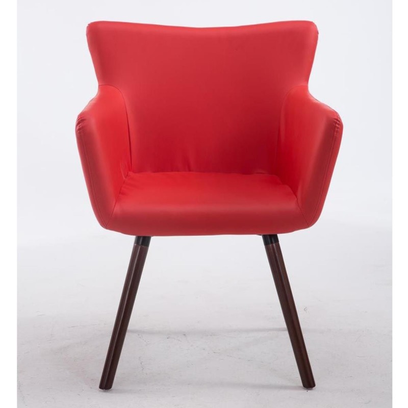 Silla de Confidente NIAGARA, Patas Nogal, Piel Blanca