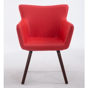 Silla de Confidente NIAGARA, Patas Nogal, Piel Blanca