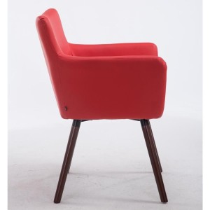 Silla de Confidente NIAGARA, Patas Nogal, Piel Blanca