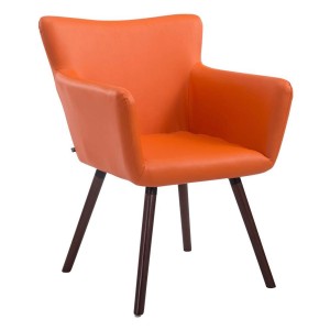 Silla de Confidente NIAGARA, Patas Nogal, Piel Blanca