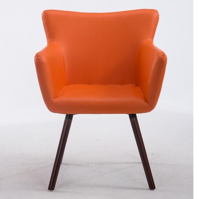 Silla de Confidente NIAGARA, Patas Nogal, Piel Blanca