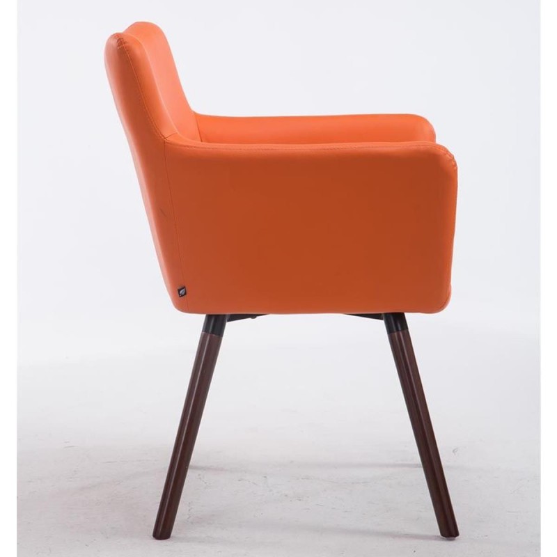 Silla de Confidente NIAGARA, Patas Nogal, Piel Blanca