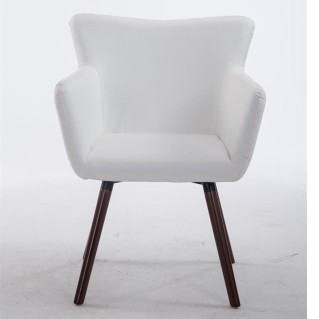 Silla de Confidente NIAGARA, Patas Nogal, Piel Blanca 2