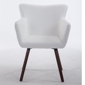 Silla de Confidente NIAGARA, Patas Nogal, Piel Blanca