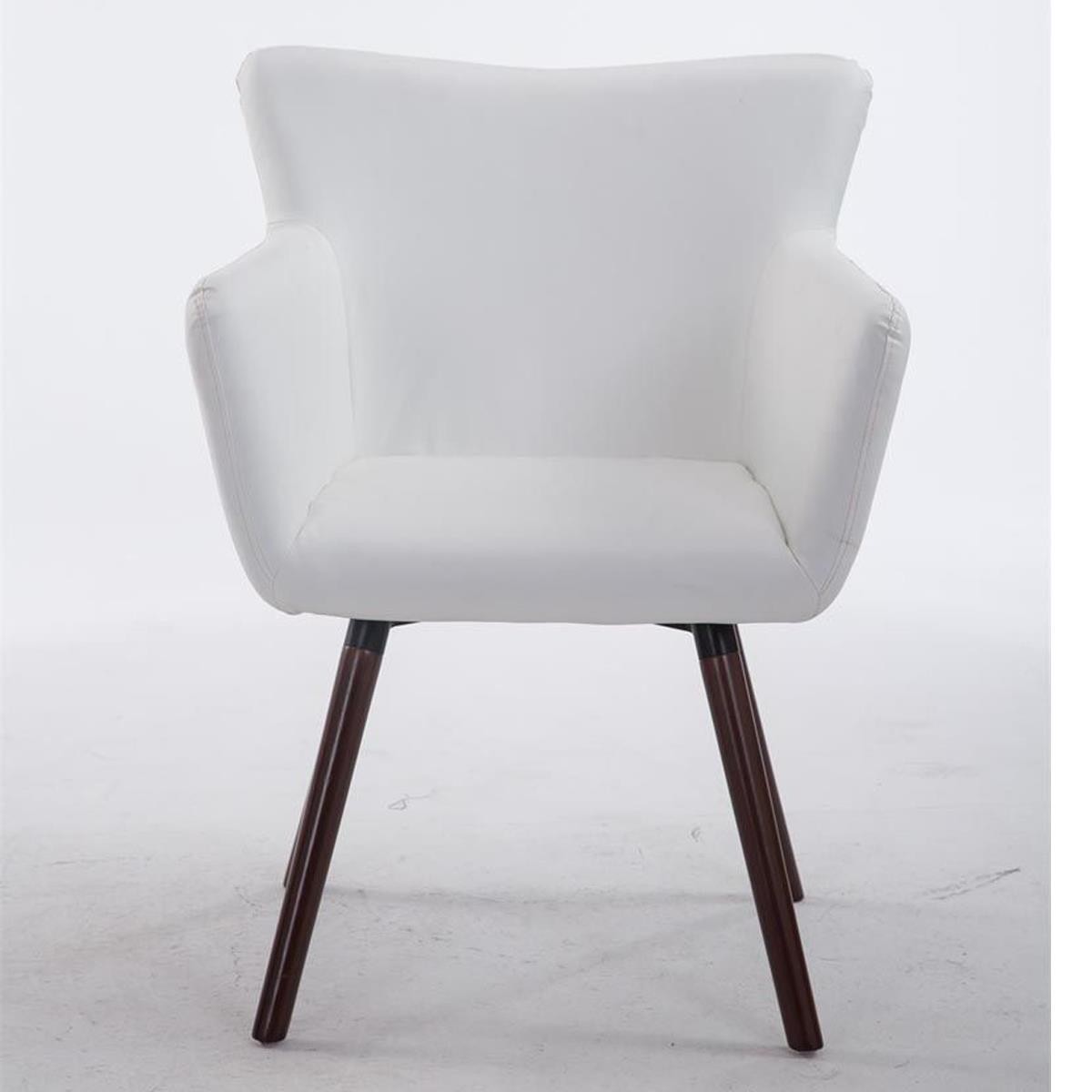 Silla de Confidente NIAGARA, Patas Nogal, en Piel color Blanco