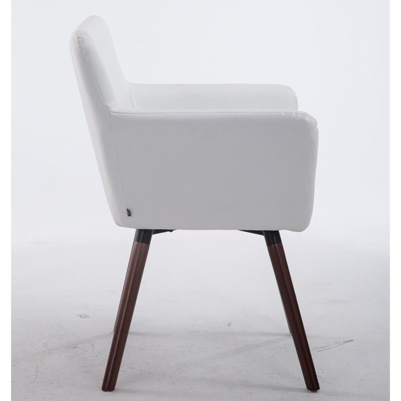 Silla de Confidente NIAGARA, Patas Nogal, Piel Blanca