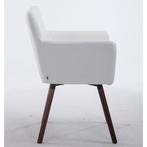 Silla de Confidente NIAGARA, Patas Nogal, Piel Blanca