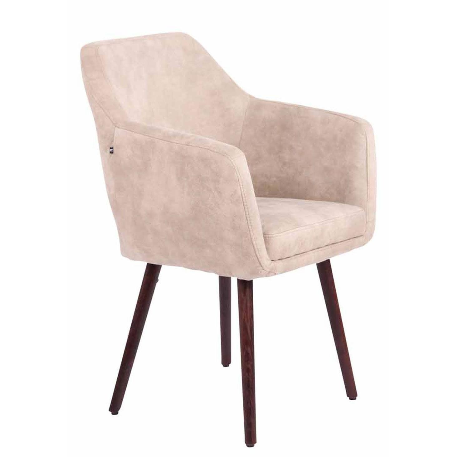 Silla de Confidente ALBERT, Exclusivo Diseño, Estructura en Madera Nogal, Piel Marrón Camel