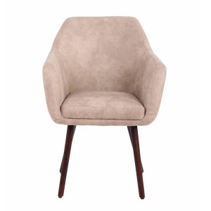 Silla de Confidente ALBERT, Madera Nogal y Piel Marrón Camel