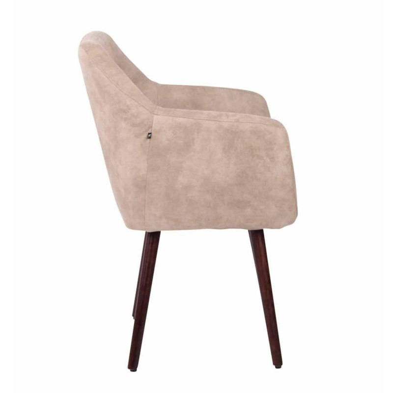 Silla de Confidente ALBERT, Madera Nogal y Piel Marrón Camel