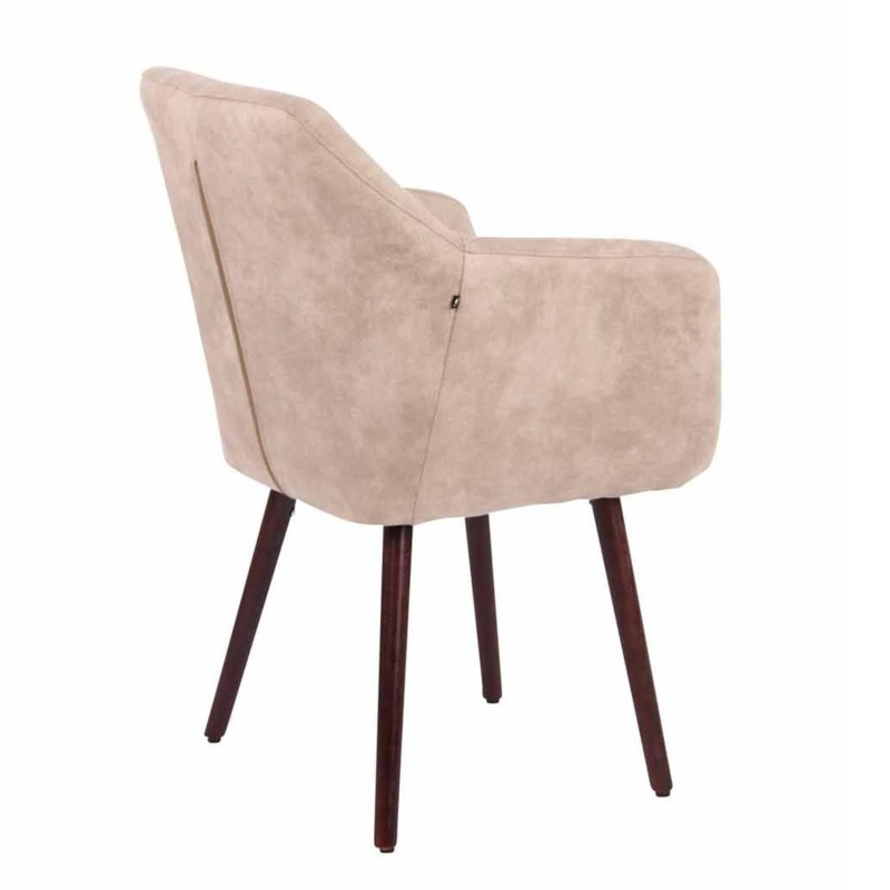 Silla de Confidente ALBERT, Madera Nogal y Piel Marrón Camel