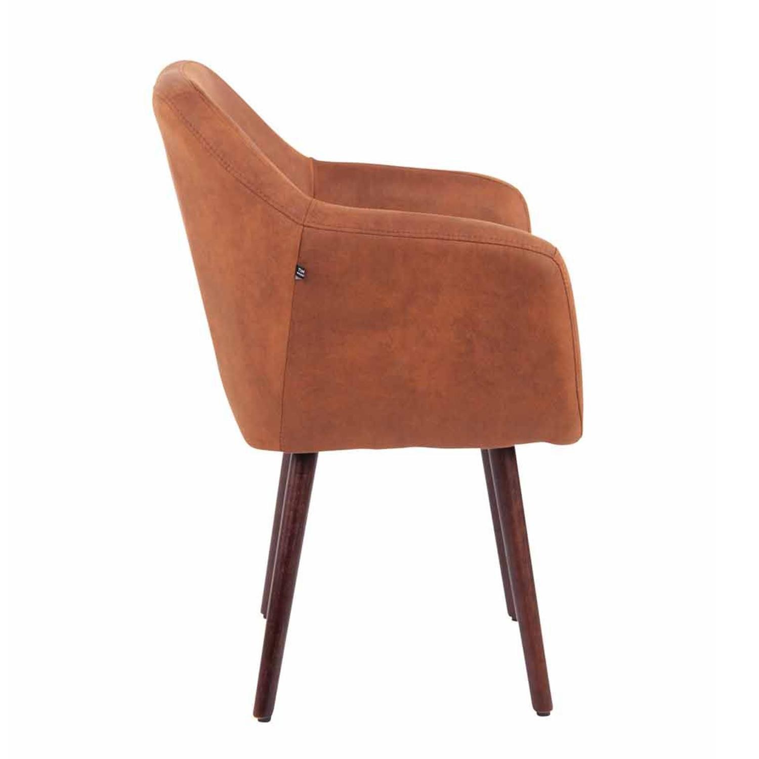 Silla de Confidente ALBERT, Exclusivo Diseño, Estructura en Madera Nogal, Piel Marrón Camel