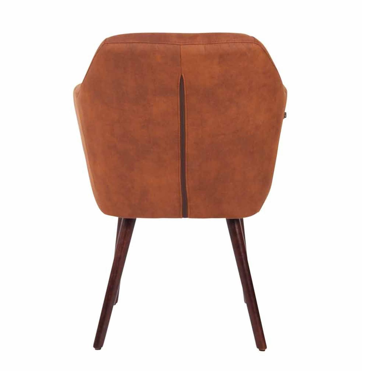 Silla de Confidente ALBERT, Exclusivo Diseño, Estructura en Madera Nogal, Piel Marrón Camel
