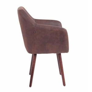 Silla de Confidente ALBERT, Madera Nogal y Piel Marrón Camel