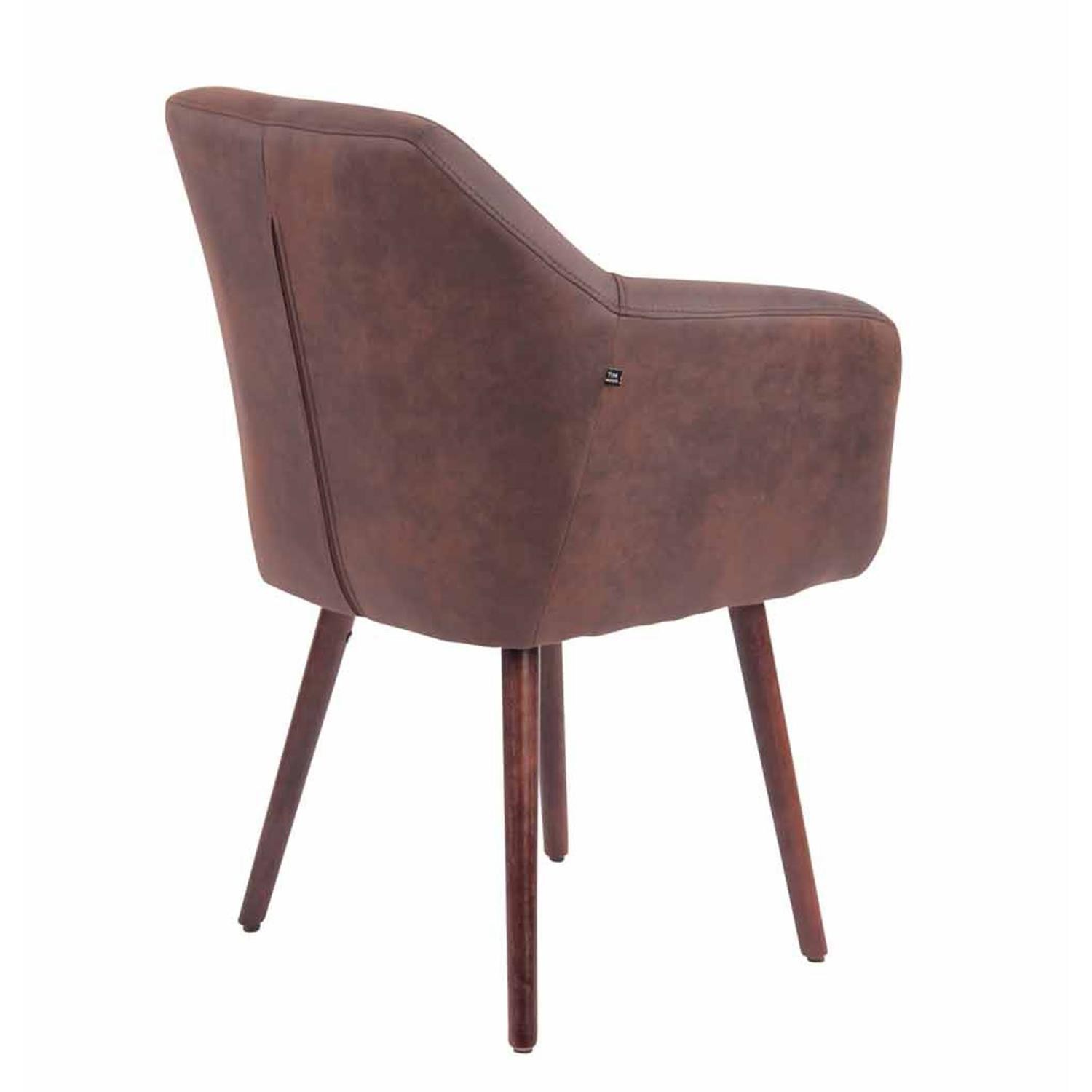 Silla de Confidente ALBERT, Exclusivo Diseño, Estructura en Madera Nogal, Piel Marrón Camel
