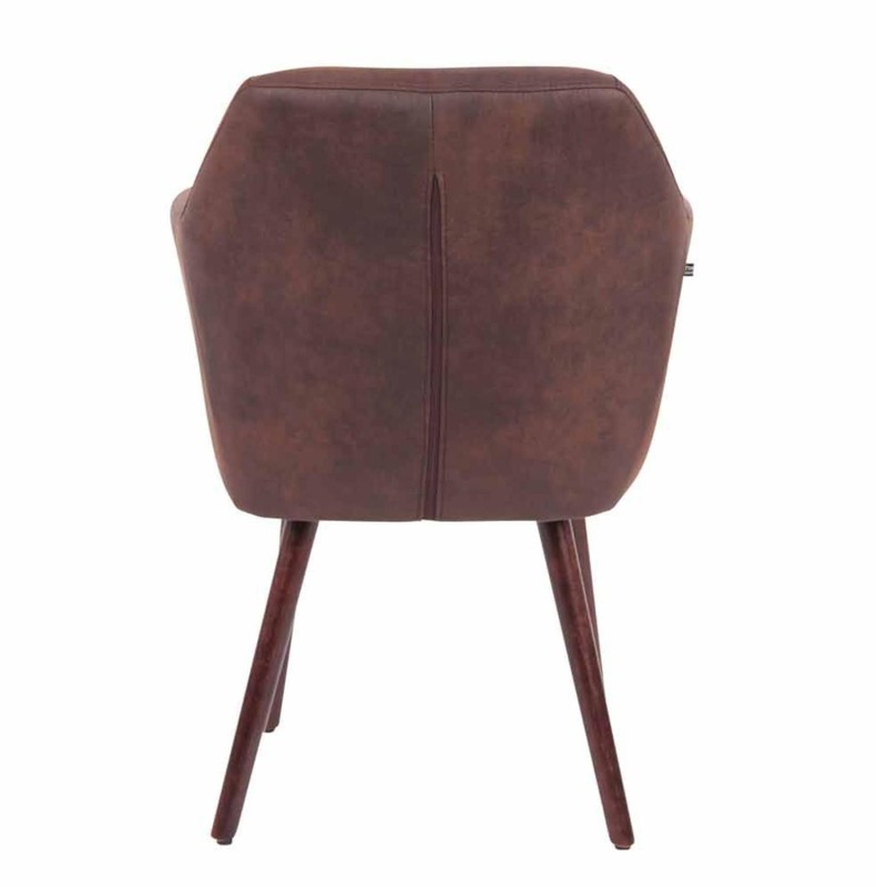 Silla de Confidente ALBERT, Madera Nogal y Piel Marrón Camel