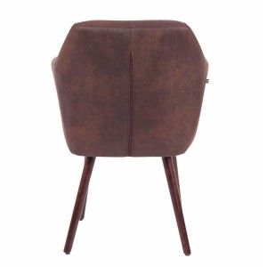 Silla de Confidente ALBERT, Madera Nogal y Piel Marrón Camel