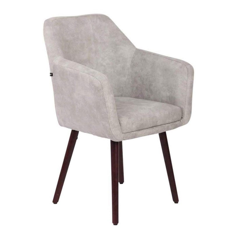 Silla de Confidente ALBERT, Madera Nogal y Piel Marrón Camel
