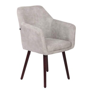 Silla de Confidente ALBERT, Madera Nogal y Piel Marrón Camel