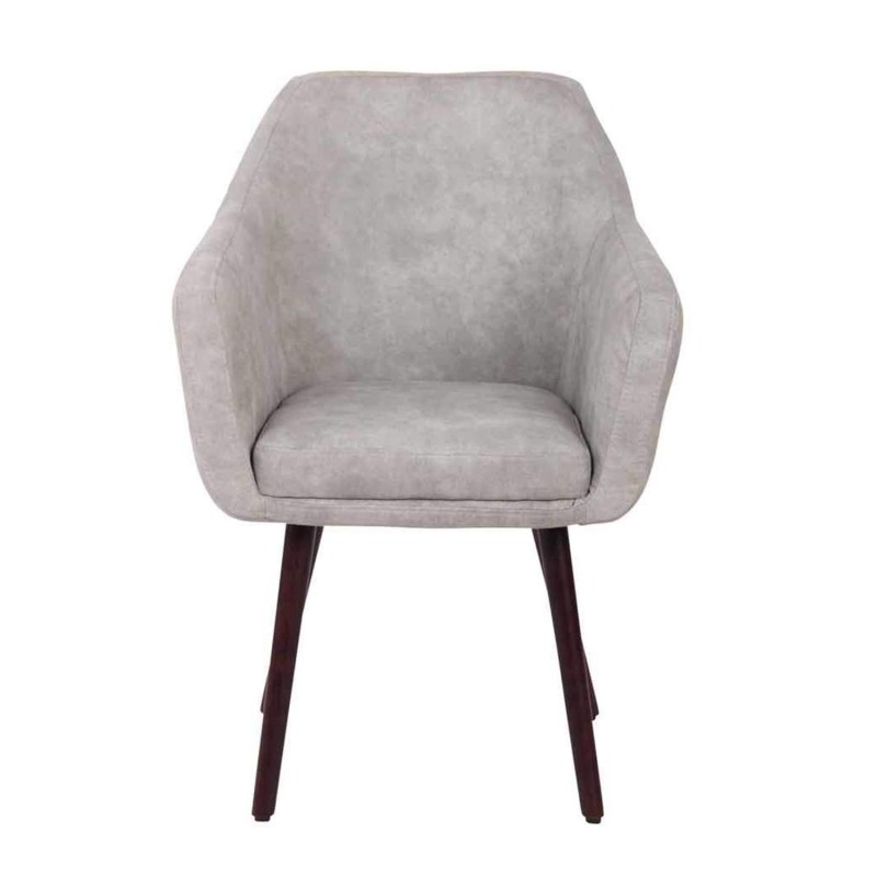 Silla de Confidente ALBERT, Madera Nogal y Piel Marrón Camel