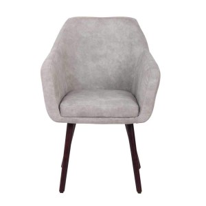 Silla de Confidente ALBERT, Madera Nogal y Piel Marrón Camel