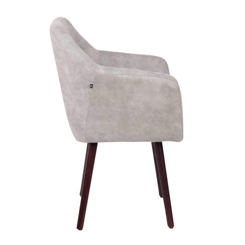 Silla de Confidente ALBERT, Madera Nogal y Piel Marrón Camel