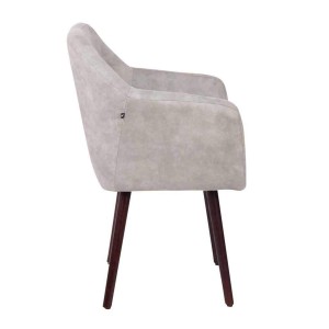 Silla de Confidente ALBERT, Madera Nogal y Piel Marrón Camel