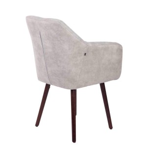 Silla de Confidente ALBERT, Madera Nogal y Piel Marrón Camel