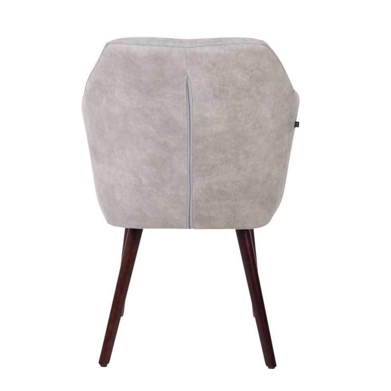 Silla de Confidente ALBERT, Madera Nogal y Piel Marrón Camel