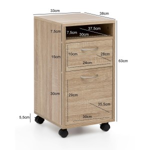 Archivador con Ruedas LEXI en Madera Color Roble